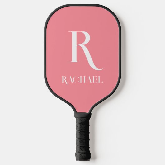 Monogram Modern Stylish Pink Pickleball Schläger (Vorderseite)