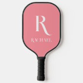 Monogram Modern Stylish Pink Pickleball Schläger (Rückseite)