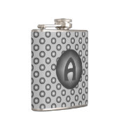 Monogram Modern Stylish Silver Polka Dot Flachmann (Rechts)