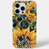 Monogram Modern Sunflower Glitzer Personalisiert Case-Mate iPhone Hülle (Rückseite)