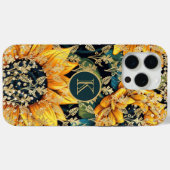 Monogram Modern Sunflower Glitzer Personalisiert Case-Mate iPhone Hülle (Rückseite (Horizontal))