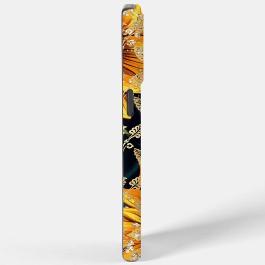 Monogram Modern Sunflower Glitzer Personalisiert Case-Mate iPhone Hülle (Rückseite / Rechts)