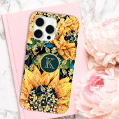 Monogram Modern Sunflower Glitzer Personalisiert Case-Mate iPhone Hülle
