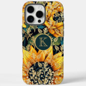 Monogram Modern Sunflower Glitzer Personalisiert Case-Mate iPhone Hülle (Rückseite)