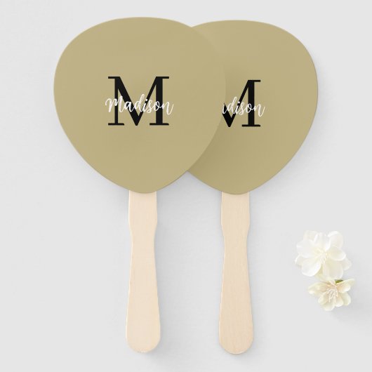 Monogram Modern Tan Black Sand Fächer (Vorne und Hinten)