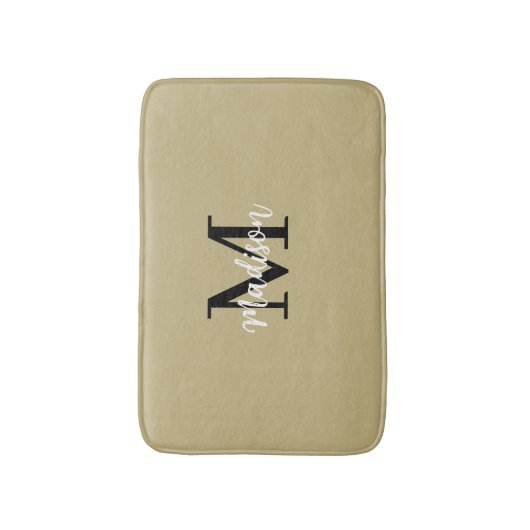 Monogram Modern Tan Sand und Black Badematte (Vorderseite Vertikal)
