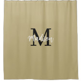 Monogram Modern Tan Sand und Black Duschvorhang (Vorderseite)
