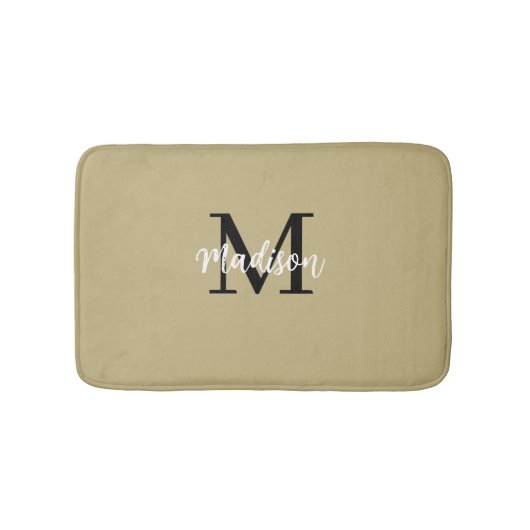 Monogram Modern Tan Sand und Schwarz Badematte (Vorderseite)