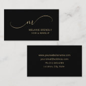 Monogram Modern TrendBlack Business Card Visitenkarte (Vorne/Hinten)