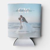 Monogram Modern Trendy 2 Foto Gastgeschenke Hochze Dosenkühler (Vorderseite)