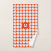 Monogram Modern Trendy Geometric Orange Gray Badhandtuch Set (Handtuch)