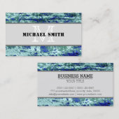 Monogram Modern Vintag Blue Background #2 Visitenkarte (Vorne/Hinten)