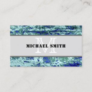 Monogram Modern Vintag Blue Background #2 Visitenkarte