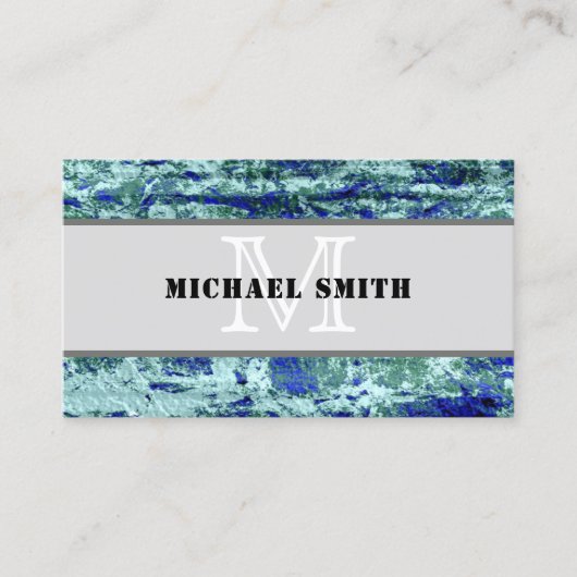 Monogram Modern Vintage Blau Hintergrund #2 Visitenkarte (Vorderseite)