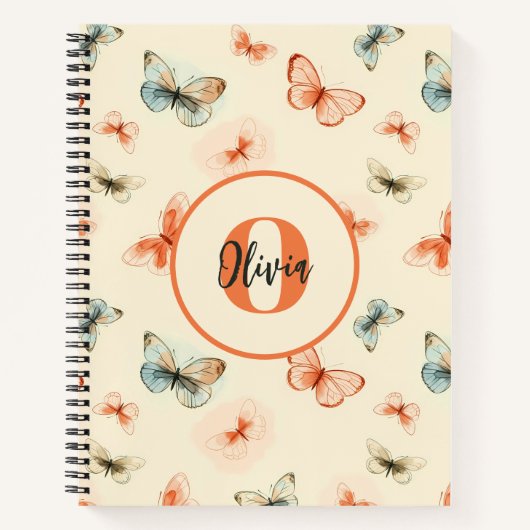 Monogram Modern Watercolor Butterfells Notizblock (Vorderseite)