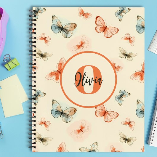 Monogram Modern Watercolor Butterfells Notizblock