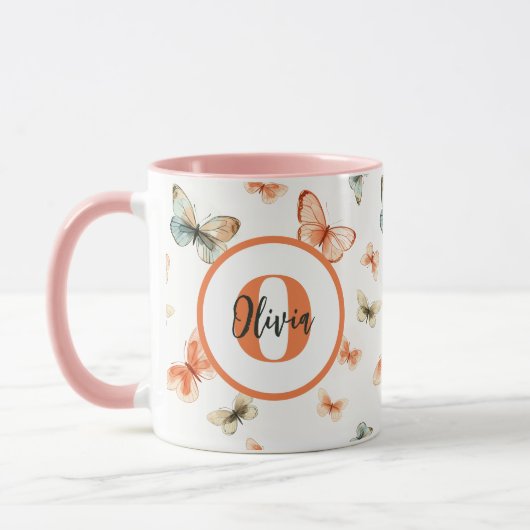 Monogram Modern Watercolor Butterfells Tasse (Links)