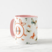 Monogram Modern Watercolor Butterfells Tasse (Vorderseite Links)