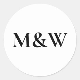 Monogram Modern Wedding Bold Black & White Runder Aufkleber