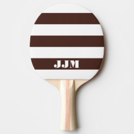Monogram, modern weiß, braun Streifen Tischtennis Schläger