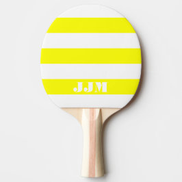 Monogram, modern weiß, gelb Streifen Tischtennis Schläger