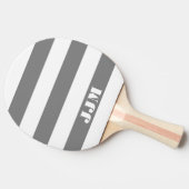 Monogram, modern weiß, grau Streifen Tischtennis Schläger (Seitenansicht)