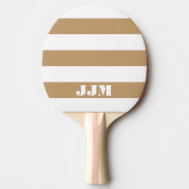 Monogram, modern weiß, Kamelbraun Streifen Tischtennis Schläger