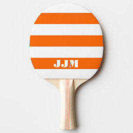 Monogram, modern weiß, orange Streifen Tischtennis Schläger