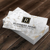 Monogram, Modern White Marble Visitenkarte