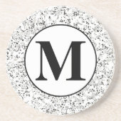 Monogram Modern White Terrazzo Getränkeuntersetzer (Vorne)