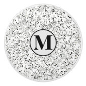 Monogram Modern White Terrazzo Keramikknauf (Vorderseite)