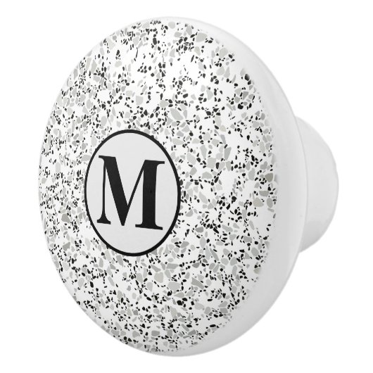 Monogram Modern White Terrazzo Keramikknauf (Rechts)