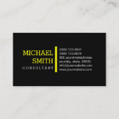 Monogram Modern Yellow Beruflich Schlicht Black Visitenkarte (Rückseite)