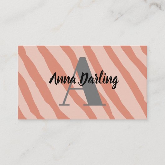 Monogram Modern Zebra Print Business Card Visitenkarte (Vorderseite)