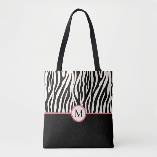 Monogram Modern Zebra Print Safari Tiermuster Tasche (Vorderseite)