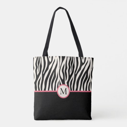 Monogram Modern Zebra Print Safari Tiermuster Tasche (Rückseite)