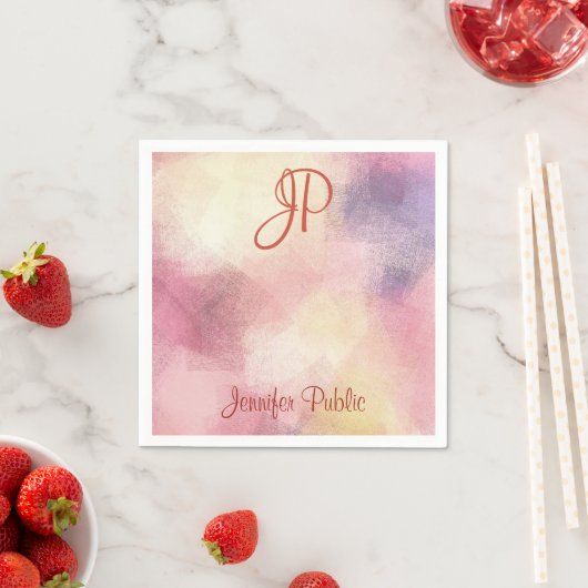 Monogram, Moderne Abstrakte Kunst Elegant Serviette (Beispiel)