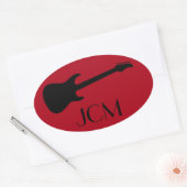 Monogram Moderne Black Electric Gitarre auf Dunkel Ovaler Aufkleber (Umschlag)