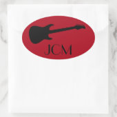 Monogram Moderne Black Electric Gitarre auf Dunkel Ovaler Aufkleber (Tasche)
