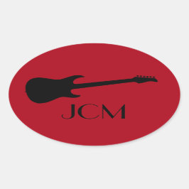 Monogram Moderne Black Electric Gitarre auf Dunkel Ovaler Aufkleber