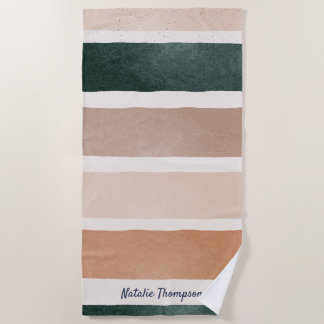 Monogram, moderne Drehschrift Earthy strips Sommer Strandtuch