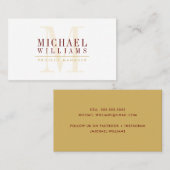 MONOGRAM Moderne, einfache maskuline goldbordeauxr Visitenkarte (Vorne/Hinten)