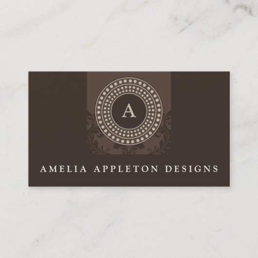 MONOGRAM Moderne elegante rotorbraune Taupe Visitenkarte (Vorderseite)