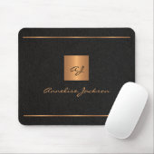 Monogram, moderne, elegante Skriptbezeichnung Gold Mousepad (Mit Mouse)