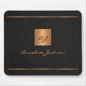 Monogram, moderne, elegante Skriptbezeichnung Gold Mousepad (Vorne)
