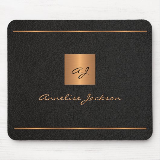 Monogram, moderne, elegante Skriptbezeichnung Gold Mousepad (Vorne)