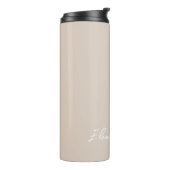 Monogram Moderne handgeschriebene Minimal Taupe Be Thermosbecher (Nach links gedreht)
