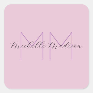 Monogram Moderne Minimalistisch Name Initials Quadratischer Aufkleber