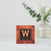 Monogram, moderne Orangengold-Blattmuster-Blätter Quadratische Visitenkarte (Stehend Vorderseite)