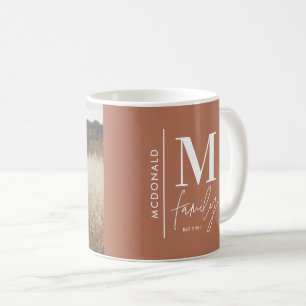 Monogram, moderne Rost-personalisierte Foto Kaffeetasse
